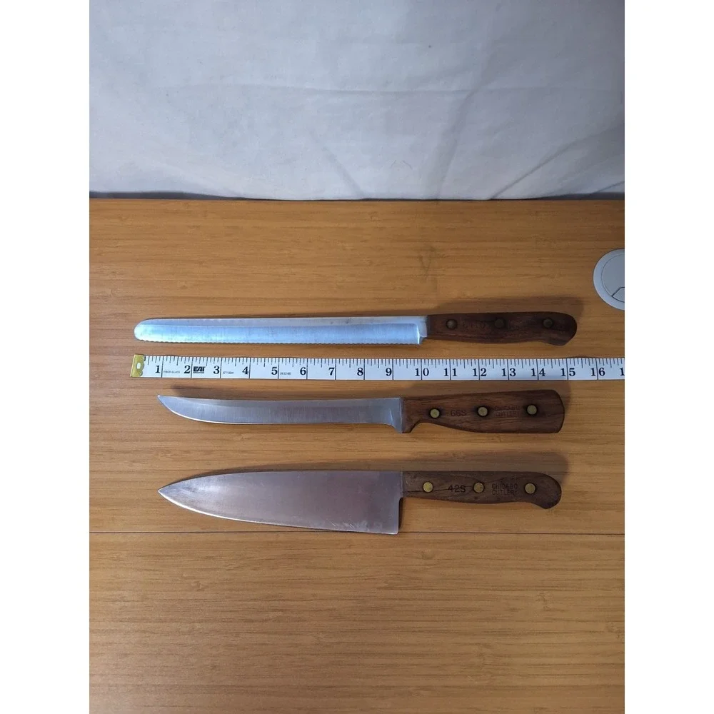 Vintage Chicago Cutlery 3pc Knife Set 42S 66S BT10 Made In The USA Lot Of 3